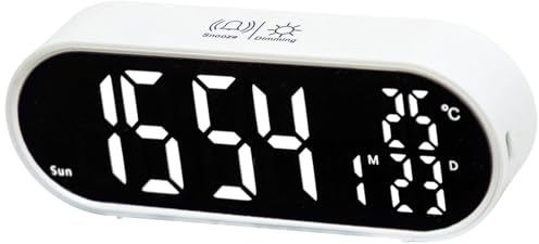 mioosho Réveil numérique avec grand écran LED et batterie rechargeable pour décoration de maison ou de bureau, look moderne
