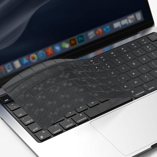 GPXIIZ Ultratunt Tangentbordsskydd Kompatibelt för 2026-2022 MacBook Air 13.6/Air 15 M5 M4 M3 M2, för 2026-2021 Mac Pro 14/Pro 16 M5 M4 M3 M2 M1 Pro/Max, US-layout TPU Grå(Kolfiberstruktur)