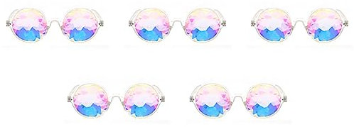 Lckiioy 5X Kaleidoskop Rave Festival Sonnenbrille Beugte Linse-Transparent