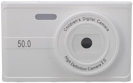 Digital Camera, 48MP 1080P CCD Vlog Camera with Fill Light for Kids Boys Girls Students, Compact Portable Double Lens Video Recorder for Travel Study Recording (White)