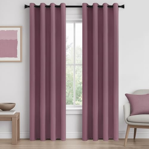 MRTREES 2 Pezzi Tende Oscuranti Termiche Isolanti con Occhielli per Camera da Letto Tende Coprenti per Soggiorno Moderne per Interni Finestra Salotto, 140x230 CM, Rosa Scuro