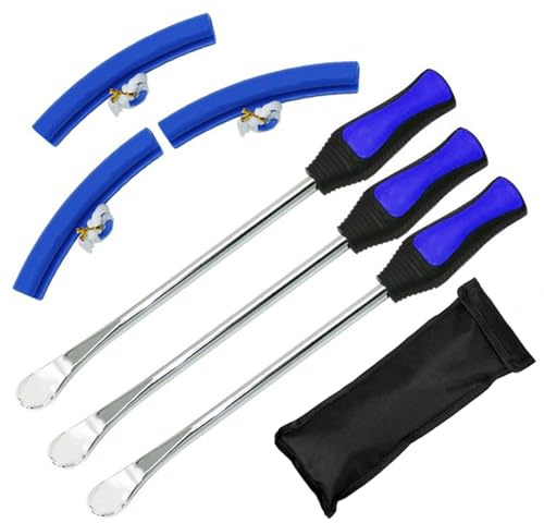 Dulamet Lot de 3 Démonte-pneus - 11,5 Pouces - avec 3 Protections de Jante - pour Moto, Vélo, Auto, Voiture, Scooter, Trottinette électrique