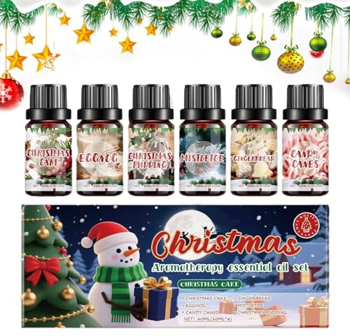 Natürlich Ätherische Öle Set Für Diffuser 6 X 10ML, Winter Ätherische Öle Set Für Diffuser, Öl Geschenkset Für SPA, Kerzenherstellung, Für Damen Herren Bad Office Yoga Meditation Schlafzimmer