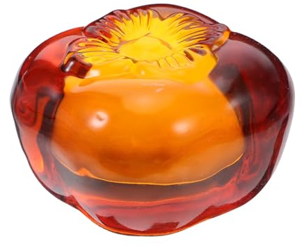 SEWOART Fermacarte di Cristallo a Forma di Cachi Pesante per Calligrafia e Cucito, Statuina di Frutta in Vetro Decorativa per Scrivania, Accessorio Stabile per Ufficio e Studio Creativo