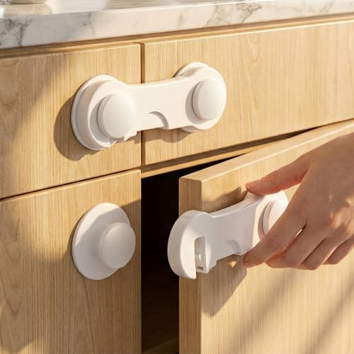 QWORK® 12 Pezzi Blocca sicurezza per Armadietto, Cassetti, Frigoriferi - Sicurezza Domestica in ABS Durevole