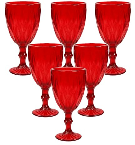 cecaro group – Set 6 Calici in Vetro Colorato Rosso 320 ml | Bicchieri da Vino Natalizi Eleganti