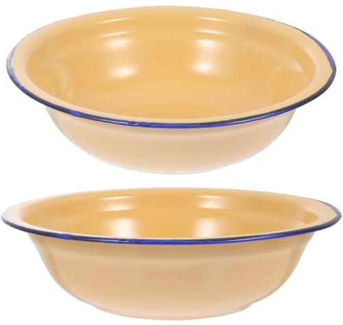 TOPPERFUN 2 pezzi Ciotole Smaltate Vintage per Zuppe Impastare e Servire Frutta Fondine Brodo Multiuso Materiale Smalto Sicuro e Pratico