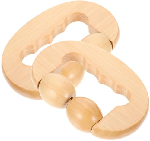 HEMOTON Doppelter Holz Massageroller 2 Stück zur Selbstmassage für Rücken und Beine Fördert die Durchblutung und Lindert Muskelermüdung für Zuhause und Yoga