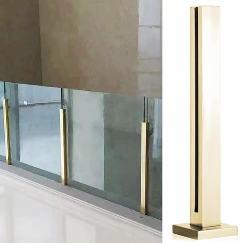 Sistema de barandilla de vidrio templado de 25.6 pulgadas, elegante poste final dorado mate y abrazadera cuadrada para pasamanos, balaustrada de seguridad duradera para cubiertas y porches modernos