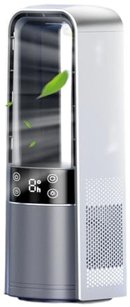 DIEKE Ventilador sin aspas con función de temporizador silencioso sin escobillas, luz nocturna ajustable, ajuste de 4 velocidades para oficina, hogar, ventilador USB con temporizador de luz nocturna