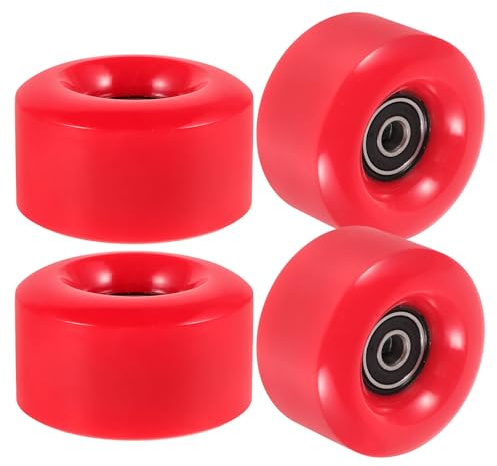NIYANGLE 4 Stück Pu Rollen für Rollschuhe Ersatzrollen für Inline Rollschuhe Leuchtend Rote Skateboardrollen mit Hoher Elastizität für Indoor Outdoor Skating