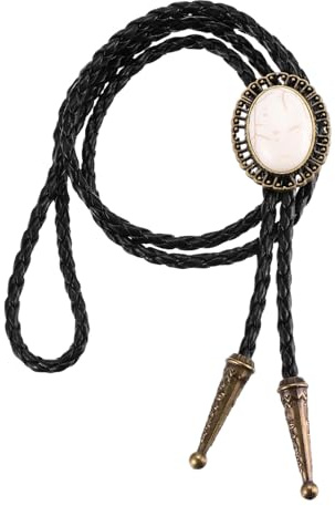 PATIKIL Western Cowboy Cravatta In Pelle Collana Bolo Tie Cravatta Beige