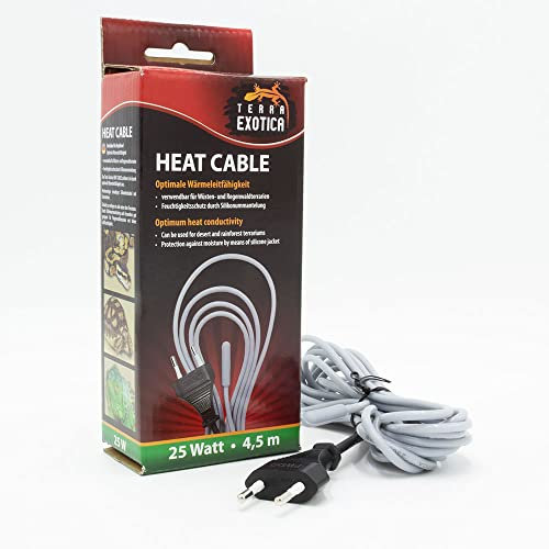 Terra Exotica Heizkabel - 25 Watt / 4,5 m Heat Cable - Bodenheizung für Terrarien - Terrarium Heizung - Silikonheizkabel für optimale Wärmeleitfähigkeit