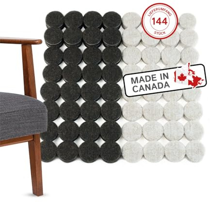 Pattini Feltrini Pellicole Protettivi Tappetini tagli di feltro ultra-durevole, adesivo, 144 pezzi, marrone/marrone chiaro; protezione pavimento per gambe, tavoli e sedie di mobili - Made in Canada