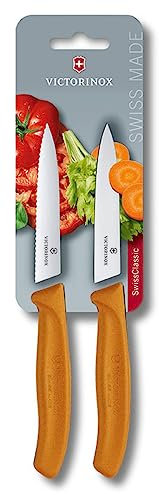 Victorinox Swiss Classic Paring knife set, 2 pcs., Extra Sharp, Stainless Steel, Dishwasher Safe, Orange