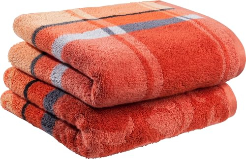 Erwin Müller Duschtuch-Set 2er-Pack Terra Größe 70x140 cm - Ludwigsburg - 100% Baumwolle - kuschelweich, saugstark, voluminös - praktisch durch beidseitige Schlaufen (weitere Farben)