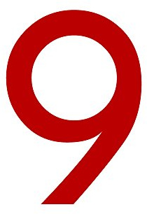 Zahl 9 in rot, 30 cm großer Sticker, wetterfeste Klebezahl | Selbstklebende Klebefolie für Hausnummern an Tür, Tor, Garage, Schaufenster und allen glatten Oberflächen