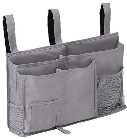 Starsglowing Bettasche Bett Organizer Hochbett Aufbewahrungstasche für Buch, Magazin, Spielzeug, Handy, Kopfhörer (Grau)