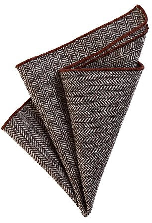 DonDon Herren Einstecktuch Taschentuch 23 x 23 cm Baumwolle Tweed Look braun kariert