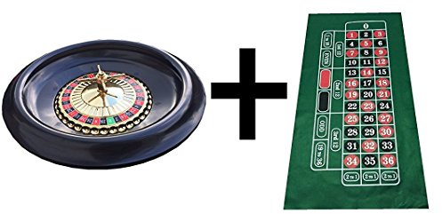 pokerchipshop LARGE 40CM (16 INCH) ROULETTE WHEEL, BALLS, HUGE 180cm GREEN LAYOUT/FELT + WINNING MARKER