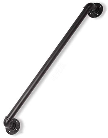 Rustic Cast Iron Pipe Stair Handrail Bannister Kit Select Your Size 6~20ft Wrought Iron Handrail Safety Support Rail for Bath Handle, Elderly, Disabled, Injury