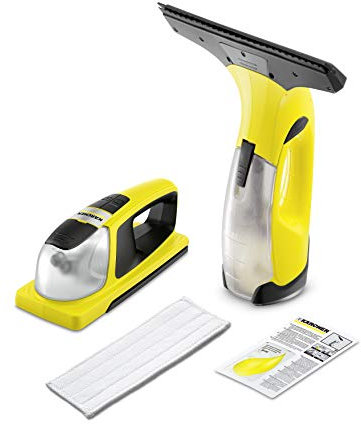 Kärcher WV 2 + KV4 - Lavavetri a Batteria, Aspiragocce Portatile per la Pulizia professionale di Finestre, Vetri Auto, Doccia, Specchi, Giallo/Grigio