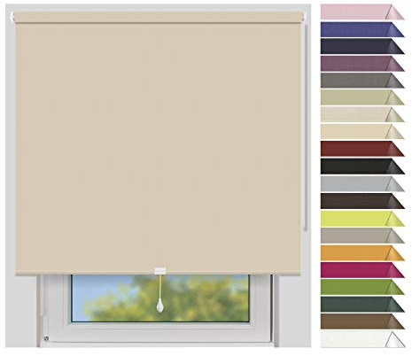 EFIXS Verdunklungsrollo Mittelzug Medium - Rollos nach Maß - 25 mm - Stoffbreite bis 180 cm, Höhe bis 240 cm - Hier: bis 180 cm x 150 cm (BxH) - Natur (7907) - Blickdicht, Springrollo