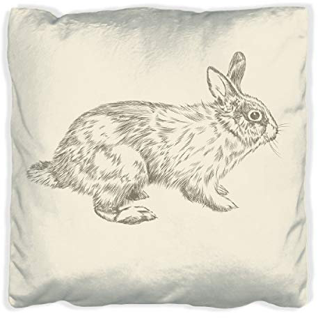 Wallario Dekokissen 60 x 60 cm, Hase als illustrierte Bleistiftzeichnung, beidseitig Bedruckt, Kuschelkissen mit weicher Plüsch-Oberfläche
