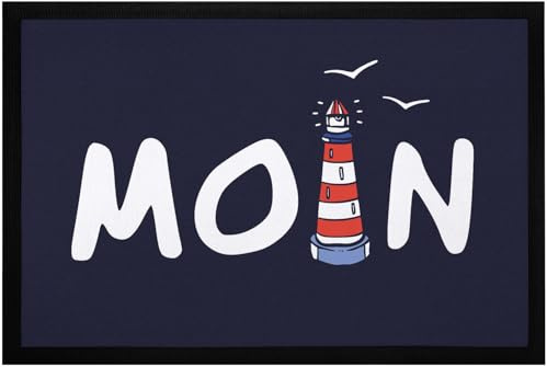 MoonWorks® Fußmatte Moin maritim Leuchtturm norddeutsch Hallo Willkommen rutschfest & waschbar Schwarz 60x40cm