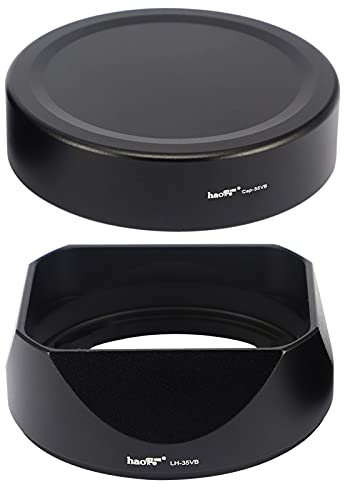 Haoge Lens Hood Bayonet Metal Square for Fujifilm XF35mmF2 R WR, Fuji XF23mmF2 R WR XC 35mm F2, Fuji 35mm F2 Hood, 23mm F2 Lense Hood, (With Metal Front Cap), Replaces Fujifilm LH-XF35-2 Hood
