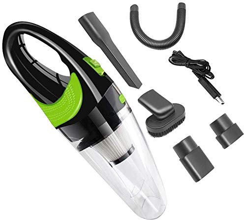 SMSOM Ordinateur de Poche Vide de Voiture, Aspirateur Mini Portable for la Maison de Nettoyage Animaux de Voiture, Chargeur USB Humide à Sec Fort Cyclone d'aspiration légère, Rose (Color : Clear)