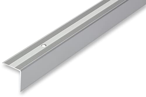 NALine® Treppenkantenprofil 30 x 32 x 1500 mm Treppenwinkel silberfarben gebohrt inkl. Montageset Treppenkantenprofil Alu Winkel