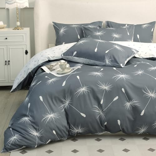 KEAYOO Bettwäsche 155x220 Baumwolle Blumen Muster Set Wendebettwäsche mit Reisverschluss Weiche Stoffqualität für Sommer und Winter (A, 155x220cm + 80x80cm)