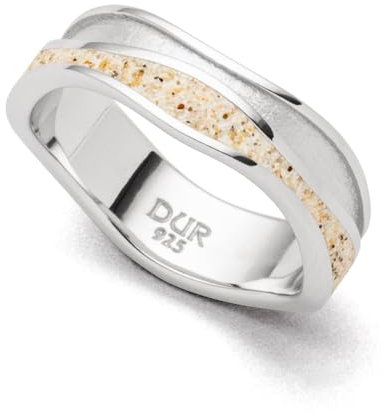 DUR Schmuck Ring Strandwellen Strandsand, Silber 925/- rhodiniert (R5733) RingSize 64 (20.4)