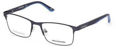 Skechers Brille mit Sehstärke für Herren optional mit Sonnenbrillentönung oder Blaulichtfilter, Rechteckig, gefertigt aus Metall, Modell: SE3300 (inklusive Brillenetui)