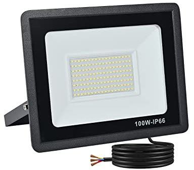 LED Strahler Außen 100W: 10000LM IP66 3000k Aussenstrahler Energiesparend | Außenleuchte Flutlichtstrahler Kaltweiß, für Sportplätze, Hinterhof Auffahrt, Türen, Garage, Flur, Garten