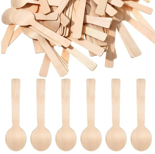 Yunxwd Lot de 100 cuillères en bois jetables biodégradables - Couverts jetables en bois - Pour une utilisation quotidienne - Pour la cuisson du café