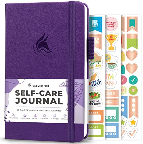 Clever Fox Self-Care Journal – Daily Reflection Notebook – Mental Health & Personal Development Planner, Meditation & Mood Log, Pocket (Purple)