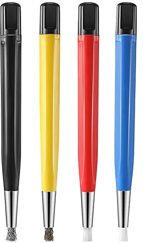 Nicfaky Lot de 4 pinceaux de nettoyage en fibre de verre/laiton/acier/nylon pour enlever la rouille, comme sur