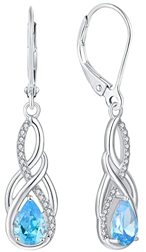 YL Unendlichkeit Keltischer Knoten Tropfen Ohrringe 925 Sterling Silber 12 Geburtsstein Zirkonia Ohrringe für Damen