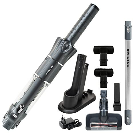 Genius Invictus One 3.0 A28340, Aspirapolvere Portatile a Batteria, Nero/Argento