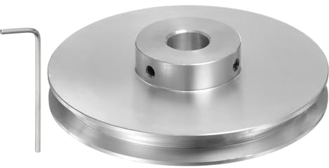 sourcing map Einzelrillen Riemenscheibe Keilriemenscheibe 12mm feste Bohrung 80mm Außendurchmesser Aluminiumlegierung mit Sechskantschlüssel für Bohrmaschine 6mm PU-Rundriemen