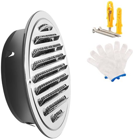 Exhaust Grille, Wall Vent Cap, Ventilation Outlet, Round Louver Grille Cover, Stainless Steel Air Vents, Wall Air Ventilation Outlet Hood, With Built-in Screen Mesh, for Flats, Apartment, Home Decor (