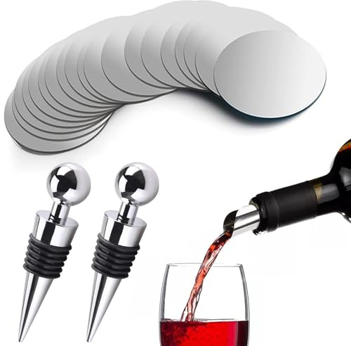 20Stk Weinausgiesser mit 2Stk weinstopper, Wein Ausgießer Tropffreies Weinausgießer Einschenkhilfe Plättchen Wiederverwendbare Ausschenker für Geburtstag Hochzeit Weihnachten Neujahr Partyzubehör