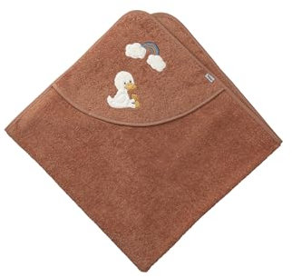Sterntaler Kapuzen Badetuch aus uni Frottee 100 x 100 cm und Applikation Ente Edda Lou und Regenbogen,