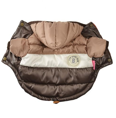GIBZ Winter Hundemantel mit Kapuze HundeJacke Wasserdicht Winddicht Kaltwettermäntel für Kleine Hunde Haustier Warme Jacke Gepolsterte Kleidung Braun