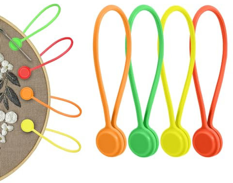 PEUTIER 4 Stück Magnetische Stoffklammern, 4 Macron-Farben Magnetischer Nadelhalter Magnetischer Nadelhalter für Stickerei Magnetische Nadelhalter Kreuzstich-Geschenk für Handarbeit Stickerei