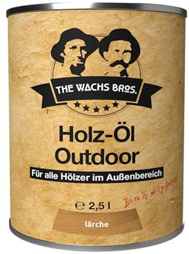 Outdoor Holzöl - 2,5 L - Lärche - Premium Holzschutz für Außen - Nachhaltiges Pflegeöl mit UV-Schutz - Wasserabweisend und Langlebig - THE WACHS BROS.