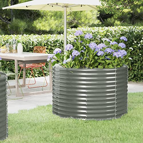 BaraSh Lit surélevé de Jardin Acier Enduit de Poudre 100x100x68cm Gris,Bordure Pierre,Kit Gabion,Gabion Jardiniere