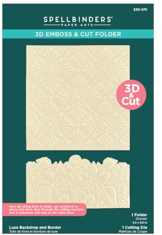 Spellbinders E3D-075 Luxe Backdrop and Border 3D Emboss & Cut Folder from The Mirrored Arch Collection